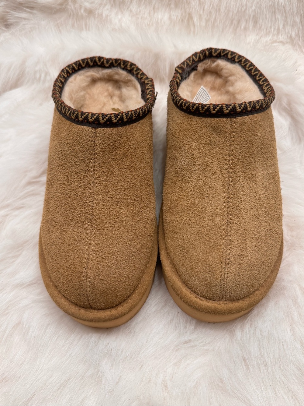 BearPaw Women's Suede Slip-On Slippers in Chestnut Brown
